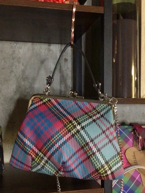 Vivienne Westwood Multicolor Plaid Frame Satchel with Chain Strap - Picture 2 of 2